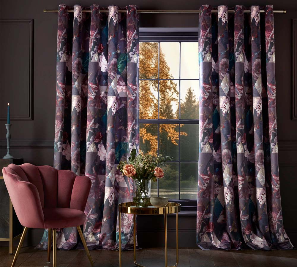 Amethyst Lined Eyelet Curtains